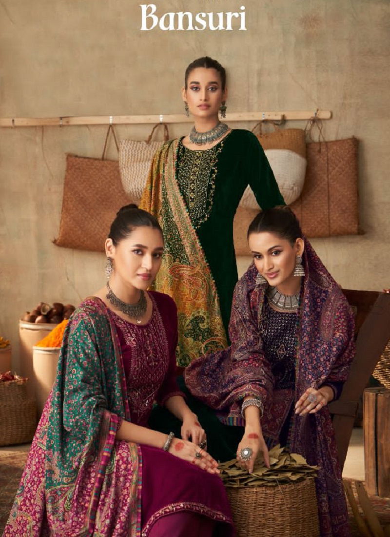 Bansuri By Nishant Pure Velvet Printed Designer Salwar Suits 